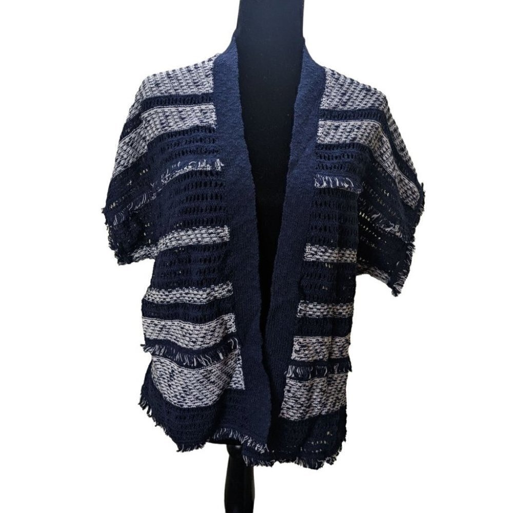 Style & Co Mixed-Knit Fringe-Trim Cardigan Size XS Bin E